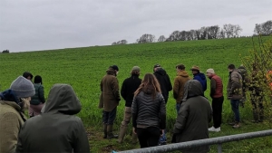 Visiting the crops at Lower Hampen Farm during the Cotswold Grain Network gathering