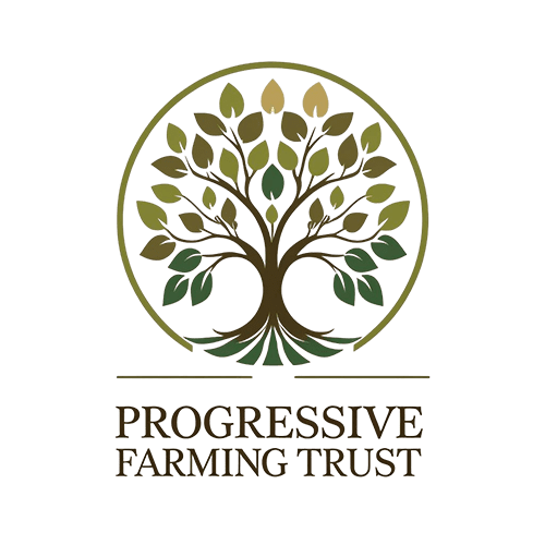 Progressive Farming Trust logo - a tree with leaves and roots in a circle