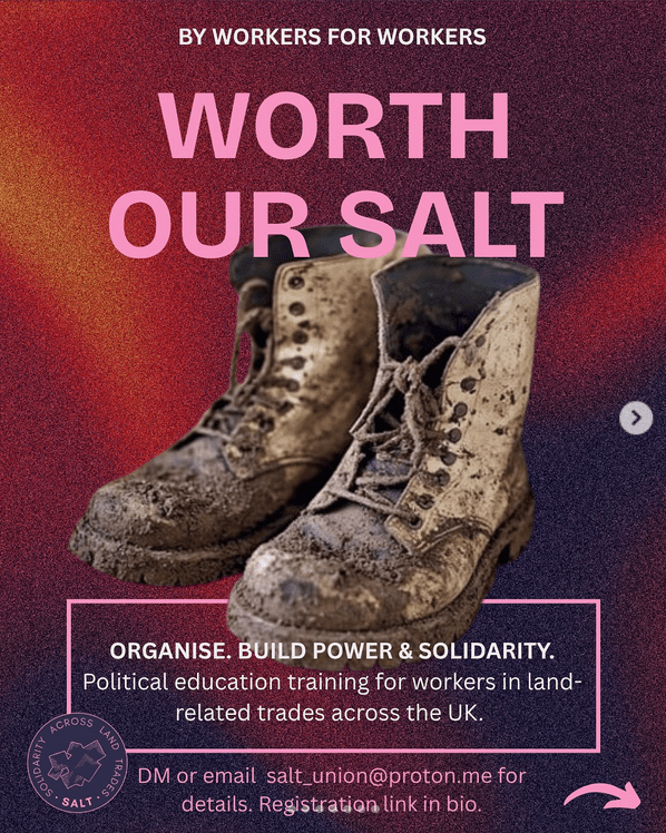 Poster for the events with a pair of muddy boots