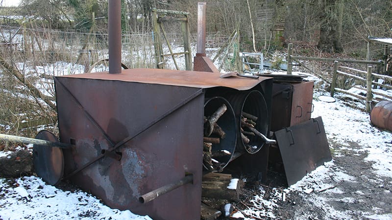 Charcoal oven in snow