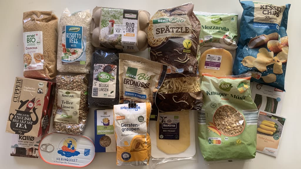 A selection of organic groceries