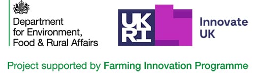 Logos for Defra, UKRI and Innovate UK