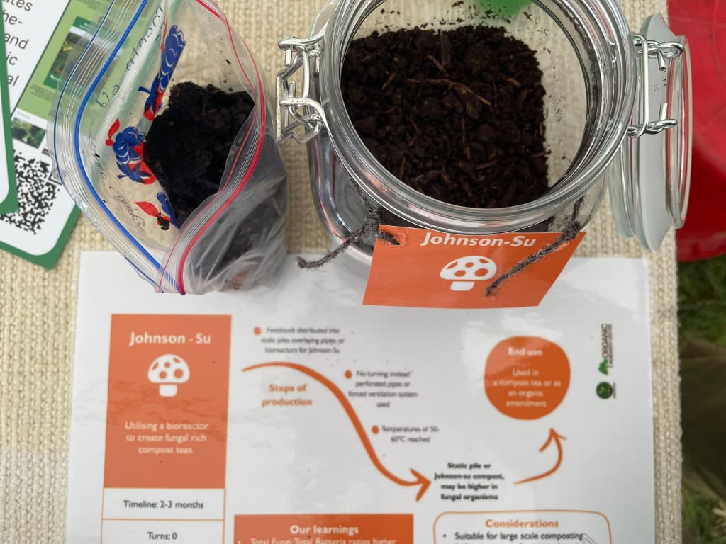 Compost samples on a table